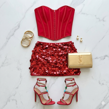 Load image into Gallery viewer, Corset Sequin Skirt Set