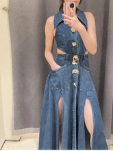 Load image into Gallery viewer, Ariana Denim Maxi Dress FancySticated
