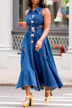 Load image into Gallery viewer, Ariana Denim Maxi Dress FancySticated
