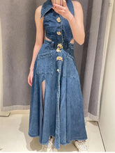 Load image into Gallery viewer, Ariana Denim Maxi Dress FancySticated