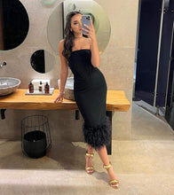 Load image into Gallery viewer, Black Feather Bandage Dress FancySticated