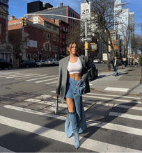 Load image into Gallery viewer, Bloom Asymmetric Denim Skirt FancySticated