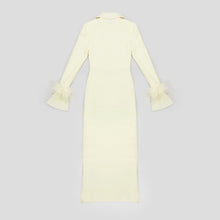 Load image into Gallery viewer, Elegant Feather Maxi Dress- Beige FancySticated