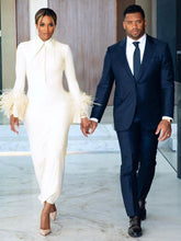 Load image into Gallery viewer, Elegant Feather Maxi Dress- Beige FancySticated