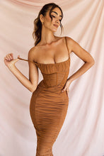 Load image into Gallery viewer, Elegant Ruched Corset Maxi Dress FancySticated