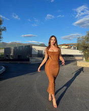 Load image into Gallery viewer, Elegant Ruched Corset Maxi Dress FancySticated