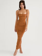 Load image into Gallery viewer, Elegant Ruched Corset Maxi Dress FancySticated