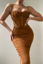 Load image into Gallery viewer, Elegant Ruched Corset Maxi Dress FancySticated