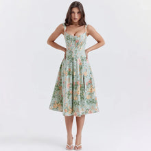 Load image into Gallery viewer, Lace Up Floral Corset Midi Dress FancySticated