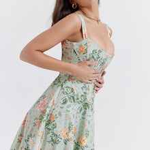 Load image into Gallery viewer, Lace Up Floral Corset Midi Dress FancySticated