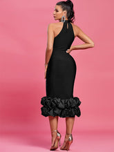 Load image into Gallery viewer, Ruffle Bandage Dress- Black FancySticated