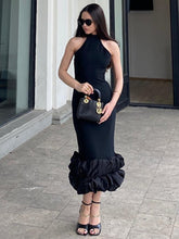 Load image into Gallery viewer, Ruffle Bandage Dress- Black FancySticated