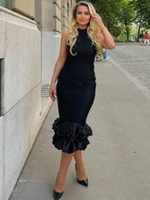 Load image into Gallery viewer, Ruffle Bandage Dress- Black FancySticated