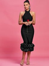 Load image into Gallery viewer, Ruffle Bandage Dress- Black FancySticated