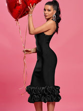 Load image into Gallery viewer, Ruffle Bandage Dress- Black FancySticated