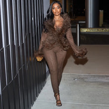 Load image into Gallery viewer, Fluffy Feather Mesh Pants Set