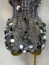 Load image into Gallery viewer, Silver Rhinestone Sequins Mini Dress