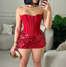 Load image into Gallery viewer, Corset Sequin Skirt Set