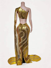 Load image into Gallery viewer, Gold Mirror Sequin Skirt Set