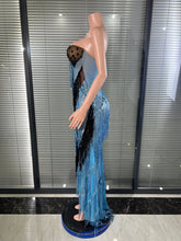 Load image into Gallery viewer, Two-Tone Tassel Mesh Maxi Dress