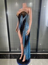 Load image into Gallery viewer, Two-Tone Tassel Mesh Maxi Dress