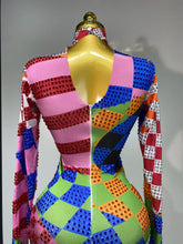 Load image into Gallery viewer, Colorful Print Rhinestone Jumpsuit