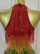 Load image into Gallery viewer, Rainbow Mesh Fringe Bodysuit