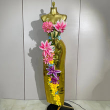 Load image into Gallery viewer, 3D Flower Golden Skirt Set