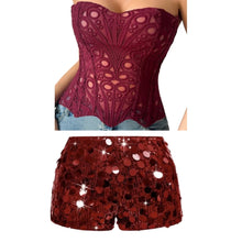 Load image into Gallery viewer, Lory Corset Sequin Short Set