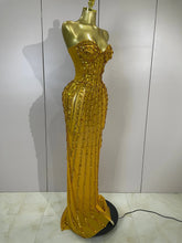 Load image into Gallery viewer, Golden Mesh Maxi Dress