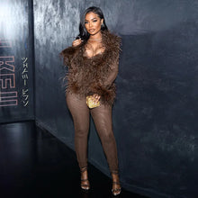 Load image into Gallery viewer, Fluffy Feather Mesh Pants Set