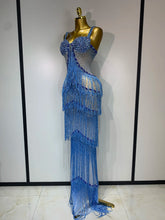 Load image into Gallery viewer, Charline Rhinestone Fringe Maxi Dress