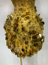 Load image into Gallery viewer, Gold Rhinestone Sequins Mini Dress