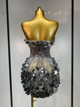 Load image into Gallery viewer, Silver Rhinestone Sequins Mini Dress