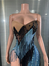 Load image into Gallery viewer, Two-Tone Tassel Mesh Maxi Dress