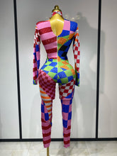 Load image into Gallery viewer, Colorful Print Rhinestone Jumpsuit