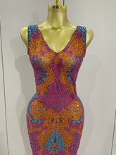 Load image into Gallery viewer, Lexa Rhinestone Mesh Dress