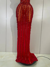 Load image into Gallery viewer, Red Fairy Mesh Maxi Dress