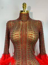 Load image into Gallery viewer, Abbi Mesh Feather Mini Dress