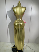 Load image into Gallery viewer, 3D Flower Golden Skirt Set