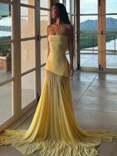 Load image into Gallery viewer, Yellow Silk Maxi Dress
