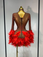 Load image into Gallery viewer, Abbi Mesh Feather Mini Dress