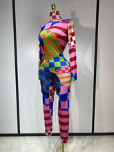 Load image into Gallery viewer, Colorful Print Rhinestone Jumpsuit
