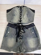Load image into Gallery viewer, Tie Up Denim Short Set FancySticated