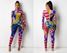 Load image into Gallery viewer, Colorful Print Rhinestone Jumpsuit
