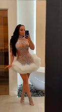 Load image into Gallery viewer, Cocktail Feather Mini Dress