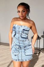 Load image into Gallery viewer, 3D Pockets Denim Mini Dress FancySticated
