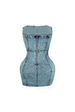 Load image into Gallery viewer, 3D Pockets Denim Mini Dress FancySticated
