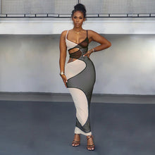 Load image into Gallery viewer, A Contrast Mesh Maxi Dress FancySticated
