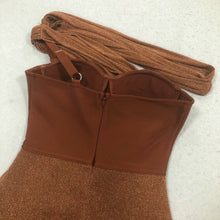 Load image into Gallery viewer, Brown One Shoulder Pleated Dress
